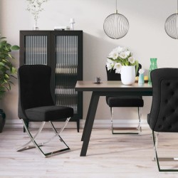 vidaXL Esszimmerstuhl Schwarz 53x52x98 cm Samt & Edelstahl