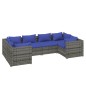 vidaXL 6-tlg. Garten-Lounge-Set mit Kissen Poly Rattan Grau vidaXL 6-tlg. Garten-Lounge-Set mit Kissen Poly Rattan Grau