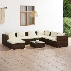 vidaXL 8-tlg. Garten-Lounge-Set mit Kissen Poly Rattan Braun