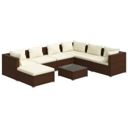 vidaXL 8-tlg. Garten-Lounge-Set mit Kissen Poly Rattan Braun