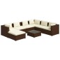 vidaXL 8-tlg. Garten-Lounge-Set mit Kissen Poly Rattan Braun vidaXL 8-tlg. Garten-Lounge-Set mit Kissen Poly Rattan Braun