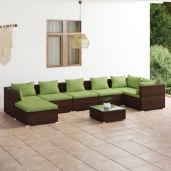vidaXL 8-tlg. Garten-Lounge-Set mit Kissen Poly Rattan Braun