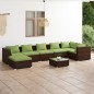 vidaXL 8-tlg. Garten-Lounge-Set mit Kissen Poly Rattan Braun vidaXL 8-tlg. Garten-Lounge-Set mit Kissen Poly Rattan Braun