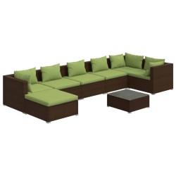 vidaXL 8-tlg. Garten-Lounge-Set mit Kissen Poly Rattan Braun