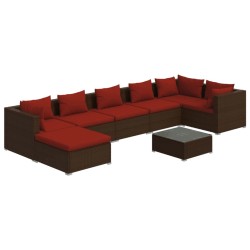 vidaXL 8-tlg. Garten-Lounge-Set mit Kissen Poly Rattan Braun