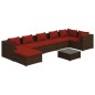 vidaXL 8-tlg. Garten-Lounge-Set mit Kissen Poly Rattan Braun vidaXL 8-tlg. Garten-Lounge-Set mit Kissen Poly Rattan Braun