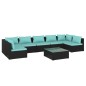 vidaXL 8-tlg. Garten-Lounge-Set mit Kissen Poly Rattan Schwarz vidaXL 8-tlg. Garten-Lounge-Set mit Kissen Poly Rattan Schwarz