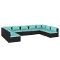 vidaXL 9-tlg. Garten-Lounge-Set mit Kissen Poly Rattan Schwarz vidaXL 9-tlg. Garten-Lounge-Set mit Kissen Poly Rattan Schwarz