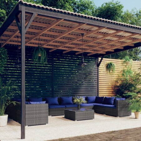 vidaXL 11-tlg. Garten-Lounge-Set mit Kissen Poly Rattan Grau
