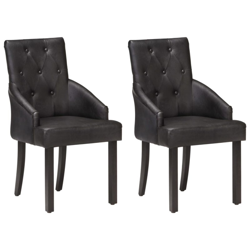 vidaXL Esszimmerstühle 2 Stk. Schwarz Echtes Ziegenleder vidaXL Esszimmerstühle 2 Stk. Schwarz Echtes Ziegenleder