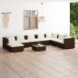 vidaXL 9-tlg. Garten-Lounge-Set mit Kissen Poly Rattan Braun vidaXL 9-tlg. Garten-Lounge-Set mit Kissen Poly Rattan Braun