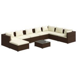 vidaXL 9-tlg. Garten-Lounge-Set mit Kissen Poly Rattan Braun