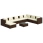vidaXL 9-tlg. Garten-Lounge-Set mit Kissen Poly Rattan Braun vidaXL 9-tlg. Garten-Lounge-Set mit Kissen Poly Rattan Braun