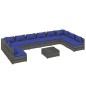 vidaXL 11-tlg. Garten-Lounge-Set mit Kissen Poly Rattan Grau vidaXL 11-tlg. Garten-Lounge-Set mit Kissen Poly Rattan Grau