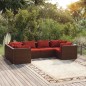 vidaXL 6-tlg. Garten-Lounge-Set mit Kissen Poly Rattan Braun vidaXL 6-tlg. Garten-Lounge-Set mit Kissen Poly Rattan Braun