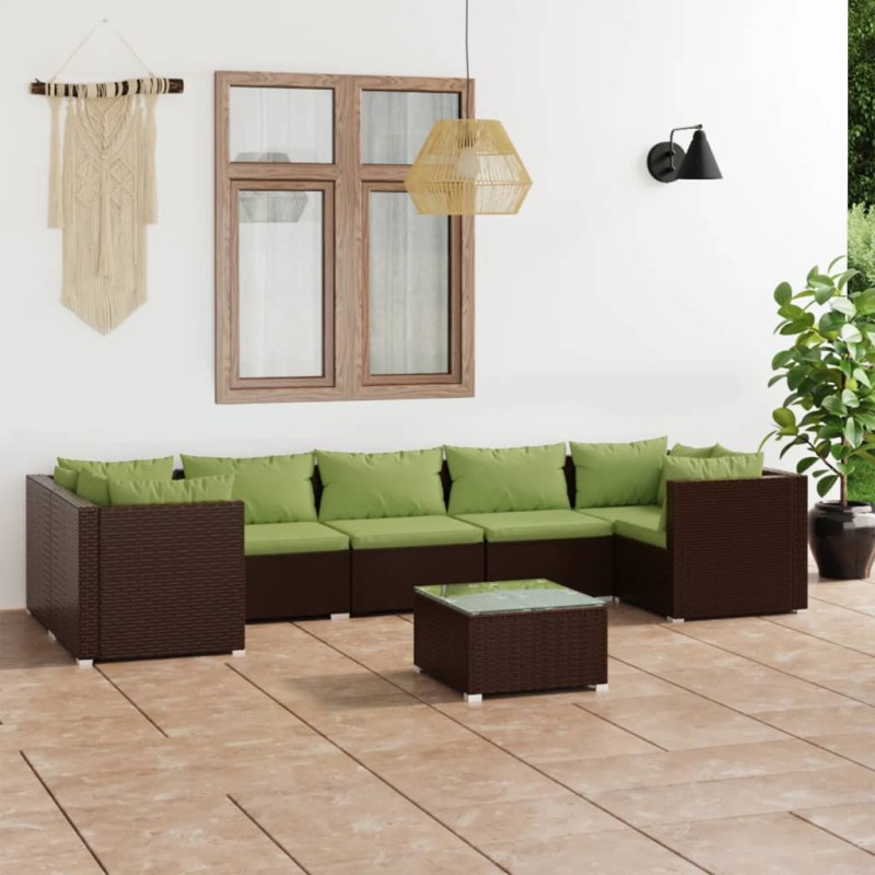 vidaXL 8-tlg. Garten-Lounge-Set mit Kissen Poly Rattan Braun vidaXL 8-tlg. Garten-Lounge-Set mit Kissen Poly Rattan Braun