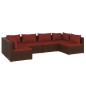 vidaXL 6-tlg. Garten-Lounge-Set mit Kissen Poly Rattan Braun vidaXL 6-tlg. Garten-Lounge-Set mit Kissen Poly Rattan Braun