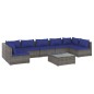 vidaXL 8-tlg. Garten-Lounge-Set mit Kissen Poly Rattan Grau vidaXL 8-tlg. Garten-Lounge-Set mit Kissen Poly Rattan Grau
