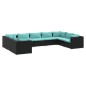 vidaXL 9-tlg. Garten-Lounge-Set mit Kissen Poly Rattan Schwarz vidaXL 9-tlg. Garten-Lounge-Set mit Kissen Poly Rattan Schwarz