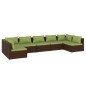 vidaXL 7-tlg. Garten-Lounge-Set mit Kissen Poly Rattan Braun vidaXL 7-tlg. Garten-Lounge-Set mit Kissen Poly Rattan Braun
