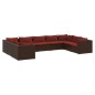 vidaXL 9-tlg. Garten-Lounge-Set mit Kissen Poly Rattan Braun vidaXL 9-tlg. Garten-Lounge-Set mit Kissen Poly Rattan Braun