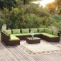 vidaXL 10-tlg. Garten-Lounge-Set mit Kissen Poly Rattan Braun vidaXL 10-tlg. Garten-Lounge-Set mit Kissen Poly Rattan Braun