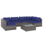 vidaXL 7-tlg. Garten-Lounge-Set mit Kissen Poly Rattan Grau vidaXL 7-tlg. Garten-Lounge-Set mit Kissen Poly Rattan Grau