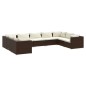 vidaXL 9-tlg. Garten-Lounge-Set mit Kissen Poly Rattan Braun vidaXL 9-tlg. Garten-Lounge-Set mit Kissen Poly Rattan Braun