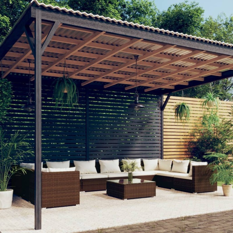 vidaXL 11-tlg. Garten-Lounge-Set mit Kissen Poly Rattan Braun vidaXL 11-tlg. Garten-Lounge-Set mit Kissen Poly Rattan Braun