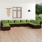 vidaXL 9-tlg. Garten-Lounge-Set mit Kissen Poly Rattan Braun vidaXL 9-tlg. Garten-Lounge-Set mit Kissen Poly Rattan Braun
