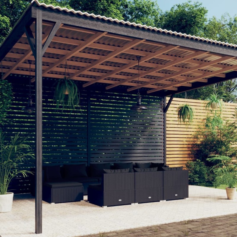 vidaXL 10-tlg. Garten-Lounge-Set mit Kissen Schwarz Poly Rattan vidaXL 10-tlg. Garten-Lounge-Set mit Kissen Schwarz Poly Rattan