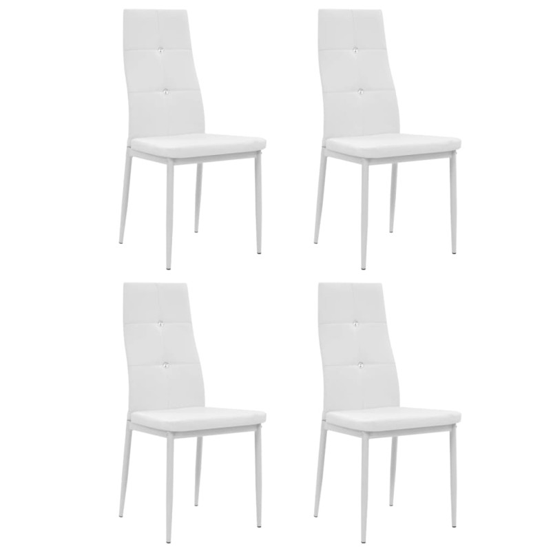 Esszimmerstühle 4 Stk. Weiß Kunstleder Esszimmerstühle 4 Stk. Weiß Kunstleder