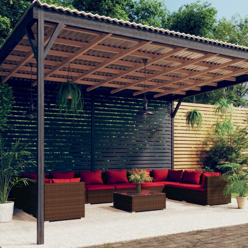 vidaXL 11-tlg. Garten-Lounge-Set mit Kissen Poly Rattan Braun vidaXL 11-tlg. Garten-Lounge-Set mit Kissen Poly Rattan Braun