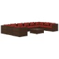 vidaXL 11-tlg. Garten-Lounge-Set mit Kissen Poly Rattan Braun vidaXL 11-tlg. Garten-Lounge-Set mit Kissen Poly Rattan Braun