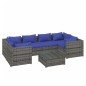 vidaXL 7-tlg. Garten-Lounge-Set mit Kissen Poly Rattan Grau vidaXL 7-tlg. Garten-Lounge-Set mit Kissen Poly Rattan Grau
