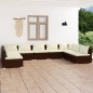 vidaXL 9-tlg. Garten-Lounge-Set mit Kissen Poly Rattan Braun vidaXL 9-tlg. Garten-Lounge-Set mit Kissen Poly Rattan Braun