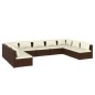 vidaXL 9-tlg. Garten-Lounge-Set mit Kissen Poly Rattan Braun vidaXL 9-tlg. Garten-Lounge-Set mit Kissen Poly Rattan Braun