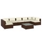 vidaXL 8-tlg. Garten-Lounge-Set mit Kissen Poly Rattan Braun vidaXL 8-tlg. Garten-Lounge-Set mit Kissen Poly Rattan Braun