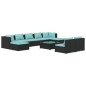vidaXL 10-tlg. Garten-Lounge-Set mit Kissen Schwarz Poly Rattan vidaXL 10-tlg. Garten-Lounge-Set mit Kissen Schwarz Poly Rattan
