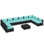 vidaXL 11-tlg. Garten-Lounge-Set mit Kissen Poly Rattan Schwarz vidaXL 11-tlg. Garten-Lounge-Set mit Kissen Poly Rattan Schwarz