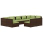 vidaXL 9-tlg. Garten-Lounge-Set mit Kissen Braun Poly Rattan vidaXL 9-tlg. Garten-Lounge-Set mit Kissen Braun Poly Rattan