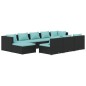 vidaXL 10-tlg. Garten-Lounge-Set mit Kissen Schwarz Poly Rattan vidaXL 10-tlg. Garten-Lounge-Set mit Kissen Schwarz Poly Rattan