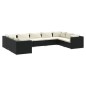 vidaXL 9-tlg. Garten-Lounge-Set mit Kissen Poly Rattan Schwarz vidaXL 9-tlg. Garten-Lounge-Set mit Kissen Poly Rattan Schwarz