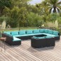 vidaXL 12-tlg. Garten-Lounge-Set mit Kissen Schwarz Poly Rattan vidaXL 12-tlg. Garten-Lounge-Set mit Kissen Schwarz Poly Rattan