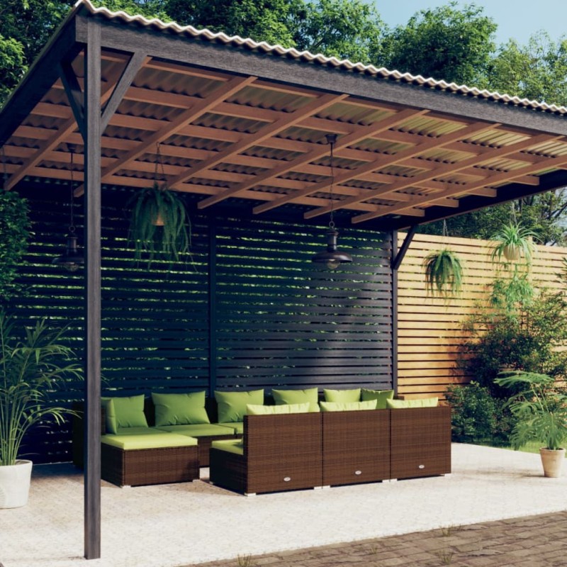 vidaXL 10-tlg. Garten-Lounge-Set mit Kissen Braun Poly Rattan vidaXL 10-tlg. Garten-Lounge-Set mit Kissen Braun Poly Rattan
