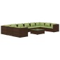 vidaXL 11-tlg. Garten-Lounge-Set mit Kissen Poly Rattan Braun vidaXL 11-tlg. Garten-Lounge-Set mit Kissen Poly Rattan Braun