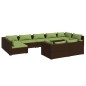 vidaXL 9-tlg. Garten-Lounge-Set mit Kissen Braun Poly Rattan vidaXL 9-tlg. Garten-Lounge-Set mit Kissen Braun Poly Rattan