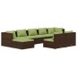 vidaXL 9-tlg. Garten-Lounge-Set mit Kissen Braun Poly Rattan vidaXL 9-tlg. Garten-Lounge-Set mit Kissen Braun Poly Rattan
