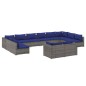 vidaXL 12-tlg. Garten-Lounge-Set mit Kissen Grau Poly Rattan vidaXL 12-tlg. Garten-Lounge-Set mit Kissen Grau Poly Rattan