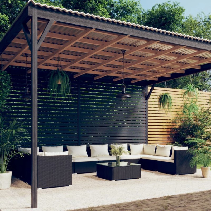 vidaXL 11-tlg. Garten-Lounge-Set mit Kissen Poly Rattan Schwarz vidaXL 11-tlg. Garten-Lounge-Set mit Kissen Poly Rattan Schwarz